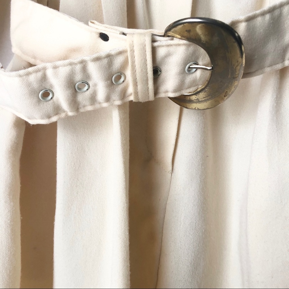 Vintage Button Midi Dress With Belt Cream 6P - Picture 8 of 13